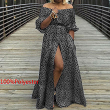 Load image into Gallery viewer, Women&#39;s Autumn Maxi Dress 2021 Celmia Sexy High Waist Robes High Split Long Sundress Three Quarter Sleeves Floor-Length Vestidos
