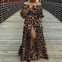 Load image into Gallery viewer, Women&#39;s Autumn Maxi Dress 2021 Celmia Sexy High Waist Robes High Split Long Sundress Three Quarter Sleeves Floor-Length Vestidos
