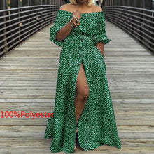 Load image into Gallery viewer, Women&#39;s Autumn Maxi Dress 2021 Celmia Sexy High Waist Robes High Split Long Sundress Three Quarter Sleeves Floor-Length Vestidos
