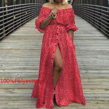 Load image into Gallery viewer, Women&#39;s Autumn Maxi Dress 2021 Celmia Sexy High Waist Robes High Split Long Sundress Three Quarter Sleeves Floor-Length Vestidos
