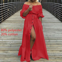 Load image into Gallery viewer, Women&#39;s Autumn Maxi Dress 2021 Celmia Sexy High Waist Robes High Split Long Sundress Three Quarter Sleeves Floor-Length Vestidos
