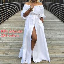 Load image into Gallery viewer, Women&#39;s Autumn Maxi Dress 2021 Celmia Sexy High Waist Robes High Split Long Sundress Three Quarter Sleeves Floor-Length Vestidos

