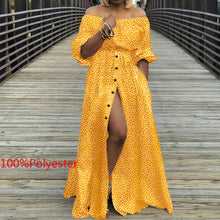 Load image into Gallery viewer, Women&#39;s Autumn Maxi Dress 2021 Celmia Sexy High Waist Robes High Split Long Sundress Three Quarter Sleeves Floor-Length Vestidos
