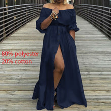 Load image into Gallery viewer, Women&#39;s Autumn Maxi Dress 2021 Celmia Sexy High Waist Robes High Split Long Sundress Three Quarter Sleeves Floor-Length Vestidos
