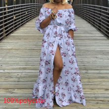 Load image into Gallery viewer, Women&#39;s Autumn Maxi Dress 2021 Celmia Sexy High Waist Robes High Split Long Sundress Three Quarter Sleeves Floor-Length Vestidos
