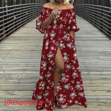 Load image into Gallery viewer, Women&#39;s Autumn Maxi Dress 2021 Celmia Sexy High Waist Robes High Split Long Sundress Three Quarter Sleeves Floor-Length Vestidos
