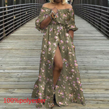 Load image into Gallery viewer, Women&#39;s Autumn Maxi Dress 2021 Celmia Sexy High Waist Robes High Split Long Sundress Three Quarter Sleeves Floor-Length Vestidos
