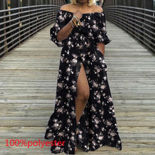Load image into Gallery viewer, Women&#39;s Autumn Maxi Dress 2021 Celmia Sexy High Waist Robes High Split Long Sundress Three Quarter Sleeves Floor-Length Vestidos

