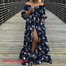 Load image into Gallery viewer, Women&#39;s Autumn Maxi Dress 2021 Celmia Sexy High Waist Robes High Split Long Sundress Three Quarter Sleeves Floor-Length Vestidos
