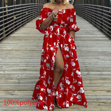 Load image into Gallery viewer, Women&#39;s Autumn Maxi Dress 2021 Celmia Sexy High Waist Robes High Split Long Sundress Three Quarter Sleeves Floor-Length Vestidos
