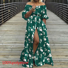 Load image into Gallery viewer, Women&#39;s Autumn Maxi Dress 2021 Celmia Sexy High Waist Robes High Split Long Sundress Three Quarter Sleeves Floor-Length Vestidos
