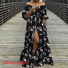 Load image into Gallery viewer, Women&#39;s Autumn Maxi Dress 2021 Celmia Sexy High Waist Robes High Split Long Sundress Three Quarter Sleeves Floor-Length Vestidos
