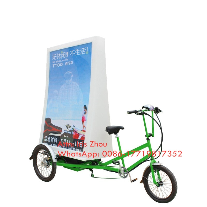 Multicolor Promotional Advertising Bicycle Electric Cargo Bike Push Cycle Tricycle for Adults Customizable