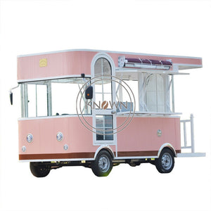 Pink Color Fast Food Truck Mobile Kitchen Ice Cream Coffee Hot Dog Cart Electric Food Cart Shipping By Sea Support Customized