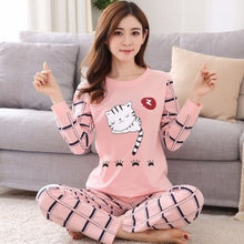 Load image into Gallery viewer, Pajamas Sets Spring Autumn Carton Women Long Sleeve Sleepwear Suit Cute Big Girls Homewear Gift for Female Sleepwear
