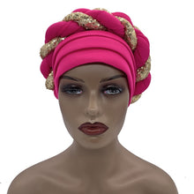 Load image into Gallery viewer, Latest African Auto Geles Headtie Already Made Headties Shinning Sequins Turban Cap for Women Ready Female Head Wraps
