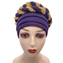 Load image into Gallery viewer, Latest African Auto Geles Headtie Already Made Headties Shinning Sequins Turban Cap for Women Ready Female Head Wraps
