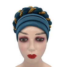 Load image into Gallery viewer, Latest African Auto Geles Headtie Already Made Headties Shinning Sequins Turban Cap for Women Ready Female Head Wraps
