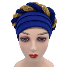 Load image into Gallery viewer, Latest African Auto Geles Headtie Already Made Headties Shinning Sequins Turban Cap for Women Ready Female Head Wraps
