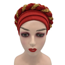 Load image into Gallery viewer, Latest African Auto Geles Headtie Already Made Headties Shinning Sequins Turban Cap for Women Ready Female Head Wraps
