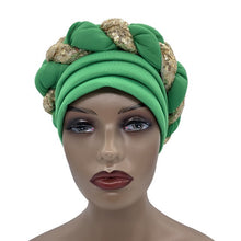 Load image into Gallery viewer, Latest African Auto Geles Headtie Already Made Headties Shinning Sequins Turban Cap for Women Ready Female Head Wraps
