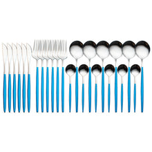 Load image into Gallery viewer, 24pcs Gold Dinnerware Set Stainless Steel Tableware Set Knife Fork Spoon Luxury Cutlery Set Gift Box Flatware Dishwasher Safe
