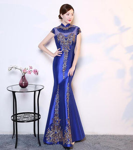 Purple Cheongsam Women Traditional Dress Sexy Wedding Qipao Embroidery Chinese Oriental Dresses Vestidos Formales Long QiPao