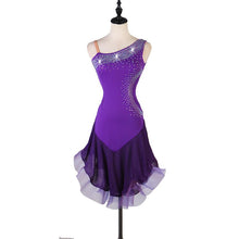 Load image into Gallery viewer, Custom Women Latin Dance Dress Purple Cha Cha Tango Salsa Samba Rumba Ballroom Practice Wear Costume
