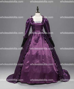 Purple  High Quality Renaissance Fair Dark Queen Elizabeth I Ball Gown Period Dress with Train Reenactment Costume