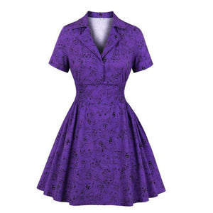 SISHION Purple Animal Printed Goth Gothic Dress VD1923 Plus Size Short Sleeve Women Summer Dresses robe femme