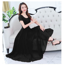 Load image into Gallery viewer, 2021 Summer Elegant Women Boho Beach Maxi Dress Party Bodycon Purple O-neck Short Sleeve Long Vestidos Chiffon Casual Midi Dress
