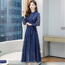 Load image into Gallery viewer, 2021 Plus Size Elegant Pink Midi Dress Autumn Winter Vintage Solid Casual Chiffon Maxi Dress Women Bodycon Party Black Vestidos
