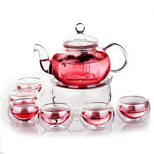 Load image into Gallery viewer, 600ml Teapot Set Heat-resistant Glass Teapot with Round Candle Holder Flower Tea Kung Fu Tea Set Tea Cups Teaware Teapots Gifts
