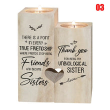 Load image into Gallery viewer, Heart-shaped Decoration Candle Holder with 2 x Candle Wooden Candle Container Set with Printing Gift for Friends Lovers Family
