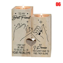 Load image into Gallery viewer, Heart-shaped Decoration Candle Holder with 2 x Candle Wooden Candle Container Set with Printing Gift for Friends Lovers Family
