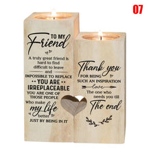 Load image into Gallery viewer, Heart-shaped Decoration Candle Holder with 2 x Candle Wooden Candle Container Set with Printing Gift for Friends Lovers Family
