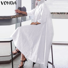 Load image into Gallery viewer, VONDA White Dress Women Sexy Turn-down Collar Asymmetrical Party Dress Office Ladies Sundress Casual Vestido  Robe
