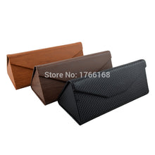 Load image into Gallery viewer, New Wooden PU Leather Glasses Case Folding Triangle Portable Sun Glasses Case hard Eye Glass Eyeglass box for glasses Brand
