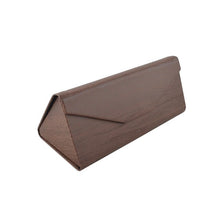 Load image into Gallery viewer, New Wooden PU Leather Glasses Case Folding Triangle Portable Sun Glasses Case hard Eye Glass Eyeglass box for glasses Brand
