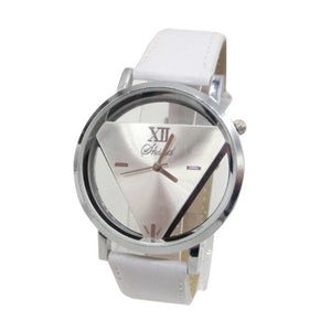 Couple Wristwatch Leather Strap Watches Triangle Hollow Out Ladies Women Men Quartz Watch Dress Watch TT@88