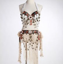 Load image into Gallery viewer, Tribal Belly Dance Costumes Vintage Coins Bra Tassel Belt Pants Women Tribal Top Clothes 3pcs Set Outfit Sexy Embroid Gypsy
