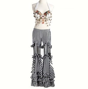 Tribal Belly Dance Costumes Vintage Coins Bra Tassel Belt Pants Women Tribal Top Clothes 3pcs Set Outfit Sexy Embroid Gypsy