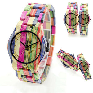 New Arrival Women Rainbow Wood Grain Watch Female Wooden Wristwatch Quartz Wood Watches Relogio Feminino Relojes for Men Women
