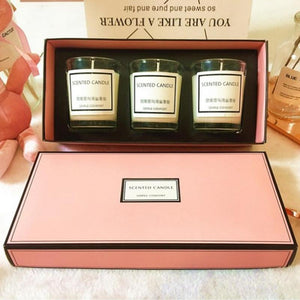 DIY Scented Candle High-End Set Gift Box 3Pcs Set Aromatherapy Candle Essential Oil Glass Candle